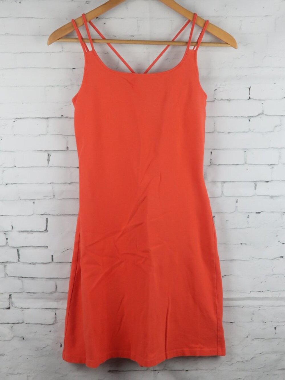 MODA INTERNATIONAL ORANGE SPAGHETTI STRAP COTTON STRETCH BODYCON MINI DRESS